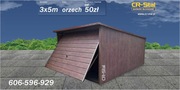 Garaż blaszany. 3x5 m. Brama podnoszona. Orzech.