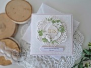 Zaproszenia komunijne na komunię białe delikatne hostia koperta