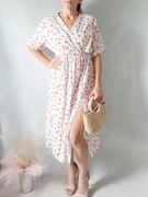 Sukienka boho midi kopertowa S/M w kwiaty bawełna Italy lato