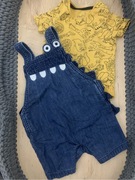 Zestaw body z krótkim rekawem + ogrodniczki 74 F&F