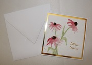 Kartka ręcznie malowana w różowe kwiaty złota na Urodziny Imieniny ślub