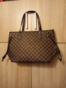 Brązowa torba w kratę z portfelikiem/torebeczką