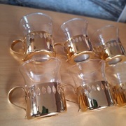 Małe szklanki w miedzianych koszyczkach 6 sztuk