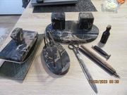 Oryginalny Art Deco komplet na biurko z marmuru