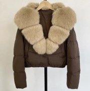 Kurtka zimowa brąz czekolada czarna jenot luxury