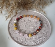 Bransoletka z kamieni Kwarc rózowy Awenturyn Jaspis Mokait Rękodzieło