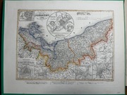Mapa Pomorza 1849 Stargard, Szczecin, Świnoujście, Koszalin, Słupsk