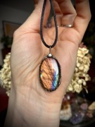 Amulet wisior rękodzieło brązowy turkus labradoryt