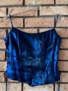 Satynowy gorset vintage wiązany z guzikami na cienkich ramiączkach 38 M