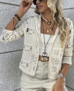 Śliczna Ażurkowa Kurtka z Kapturem 