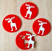 PODKŁADKI pod kubek RENIFERY na BOŻE NARODZENIE cena za kpl. 4,90 zł 