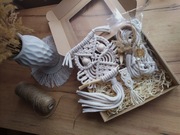 Zestaw prezentowy makrama sowa breloczek kwietnik