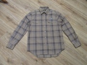 SNICKERS męska koszula solidny materiał beżowa w kratkę _ M