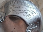 CUKIERNICA WKŁAD SZKLANY GRAWER DEDYKACJA SREBRO PRÓBA 875 ROSJA 1960r