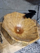 Zlew nablatowy umywalka łazienkowa lite drewno handmade rękodzieło