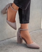 Czółenka na słupku DeeZee Nessa beżowe khaki 36