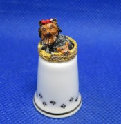 Naparstek Kolekcjonerski Porcelanowy Sterling Pieski Yorki 