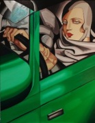 Tamara Łempicka inspiracja. Zielone Bugatti .Obraz olejny 70/50