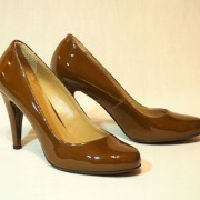 RYŁKO Y8200 Brązowe lakierki obcas 9 cm, roz. 38,5