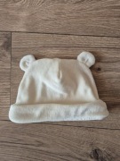 Next czapka uszka polar bawełniana podszewka kremowa ecru misio 62