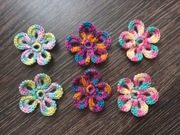 Kwiaty kolorowe melanż na szydełku kordonek 