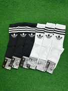 Adidas Wysokie Długie Skarpety  39-42 Białe czarne (6 par)