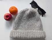Czapka wykonana na drutach wełna 100%