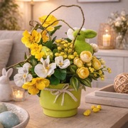 Wielkanocny stroik z zajączkiem wiosenna dekoracja handmade