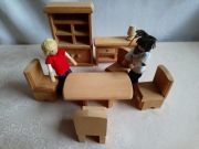 Miniaturki - zestaw drewnianych mebelków GOKI do pokoju - Dollhouse