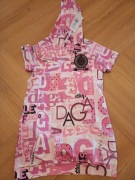 Sukienka na krótki rękaw z kapturkiem różowa literki Daga nowa