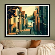 Niemcy - Flensburg - malownicza uliczka w stylu Art Deco, plakat 60x40cm
