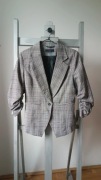 New Look – marynarka w kratkę M (38) szaro-biało-bordowa taliowana stylowa