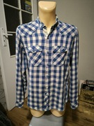 Cropp koszula męska w kratkę M niebieska biała długi rękaw bawełna 