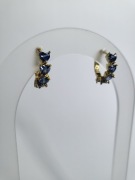 Kolczyki koła kryształ serce niebieskie eleganckie casual minimalistyczne