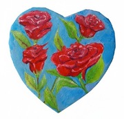 Obraz Olejny SERCE Róże 30x30 cm - Rękodzieło, Prezent, Unikat
