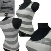 *T-SHIRT TOP DAMSKI NIKE XS BAWEŁNA PASY BIAŁO SZAR