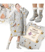 Koc bluza z kapturem oversize Kotki + Skarpetki