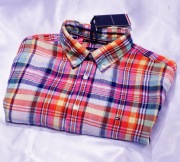 Tommy Hilfiger L Regular lniana koszula krata madras burberry kenzo etro lv