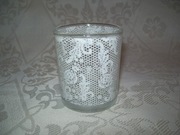 ŚWIECZNIK W BIAŁE RÓŻE - GRUBE SZKŁO