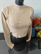 Body House z prążkowaną górą, długim rękawem i półgolfem