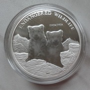 Srebrna moneta 500 tugrików z Mongolii - śnieżne pantery