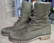 oliwkowe khaki botki workery kożuszek ocieplane 39