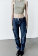 ZARA spodnie jeansowe typu cargo M z paskiem