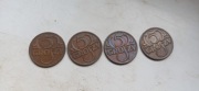 II RP ZESTAW 5 GROSZY -1936,1937,1938,1939-4 SZT,ŁADNE