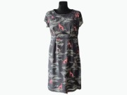 White Stuff Sukienka Damska Wiskoza Podszewka Bawełna Szaro-Różowa XL 42