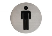 Znak na drzwi WC MĘŻCZYZNA okrągły samoprzylepny