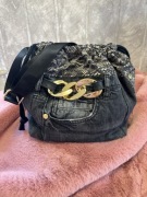 Torebka panterka czarna skóra vintage projektant 