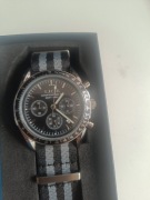 Zegarek Męski LIGE Klasyczny Design Pasek Bond NATO czarno szary 22mm