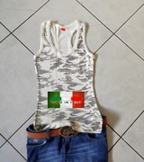 bokserka koszulka moro cekiny na ramiączkach koszulka t-shirt top