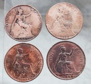 One Penny 1907,1908,1928,1948 bardzo ładne 